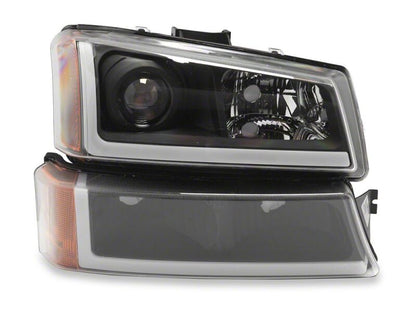 Raxiom 03-06 Chevrolet Silverado 1500 LED LightBar OE Proj Headlights/Bumper Lights- Black - Clear
