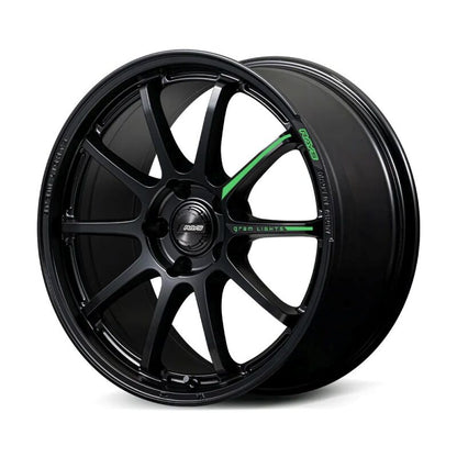 Gram Lights 57NR LIMITED II 18x7.5 +38 5-114.3 Semigloss Black Wheel w/ Black Cap/Stickers/Air Valve
