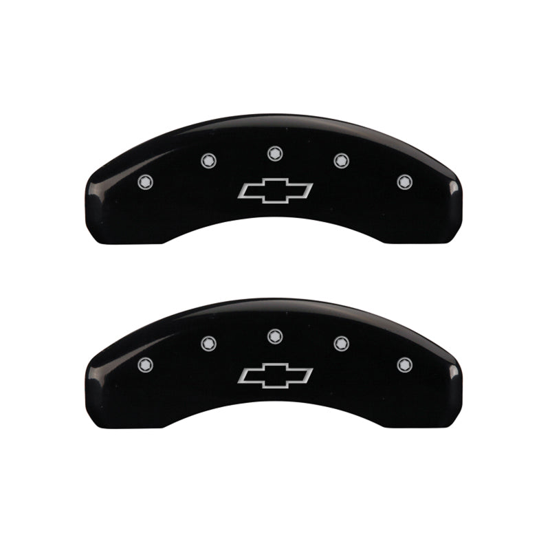 MGP 4 Caliper Covers Engraved Front & Rear Bowtie Black finish silver ch