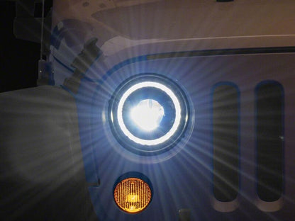 Raxiom 07-18 Jeep Wrangler JK 7-Inch V2 Dragon Eye LED Headlights- Black Housing- Clear Lens