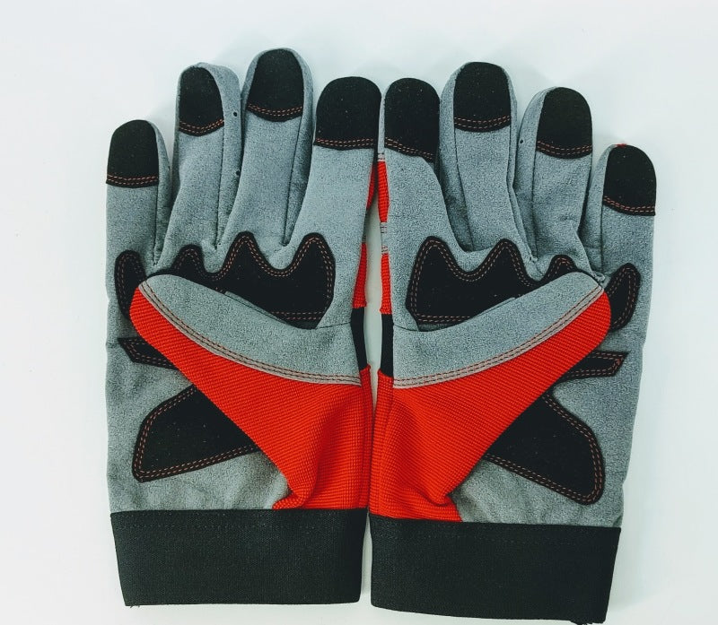 Granatelli Large Mechanics Work Gloves - Red/Gray/Black