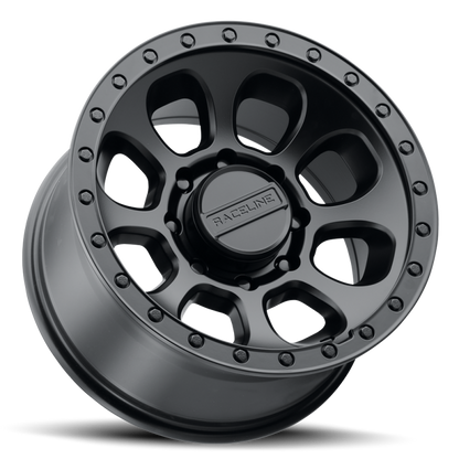 Raceline 961B Bolt 17x9in / 5x127 BP / -12mm Offset / 78.1mm Bore - Satin Black