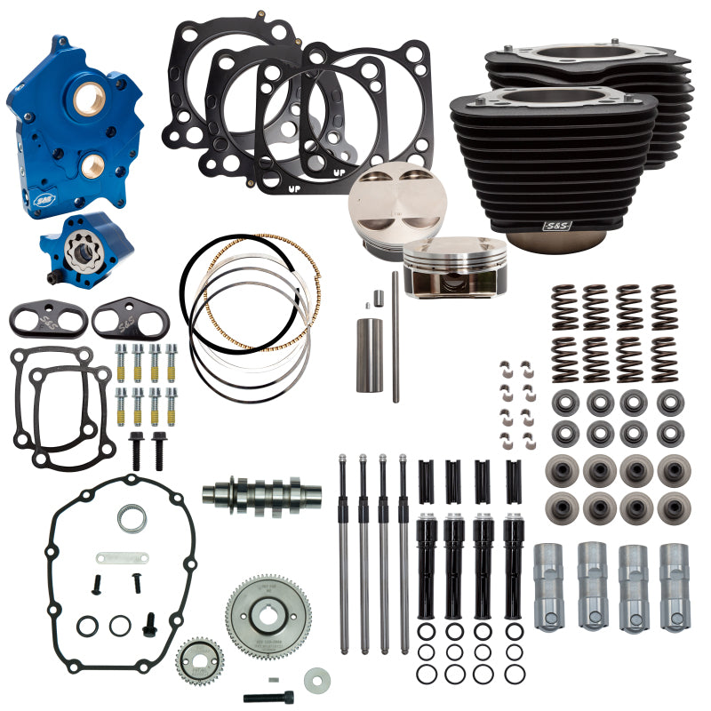 S&S Cycle 2017+ M8 Incl VVT OC 4.250in Bore 550G Cam Power Pack w/ Blk Pushrod Tubes Blk no HL