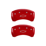 MGP 4 Caliper Covers Engraved Front & Rear Bowtie Red finish silver ch