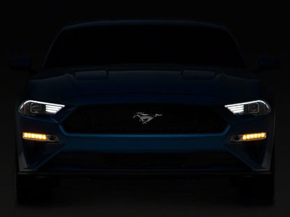 Raxiom 18-23 Ford Mustang GT EcoBoost LED Projector Headlights- Black Housing (Clear Lens)