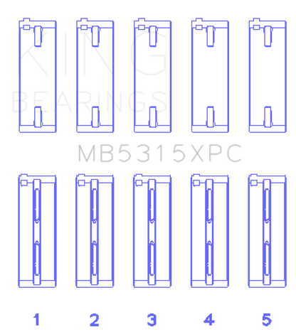King Engine Bearings Mitsubishi 4G63/4G64 Coated Performance Main Bearing Set - Size STD