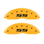 MGP 2 Caliper Covers Engraved Silverado SS Yellow Finish Blk Char 10 Chevy Silverado 1500