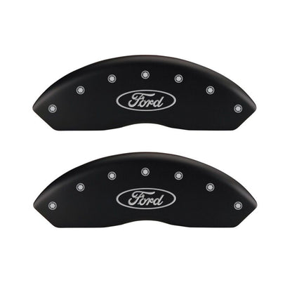 MGP 4 Caliper Covers Engraved Front Shelby Engraved Rear Tiffany Snake Black finish silver ch