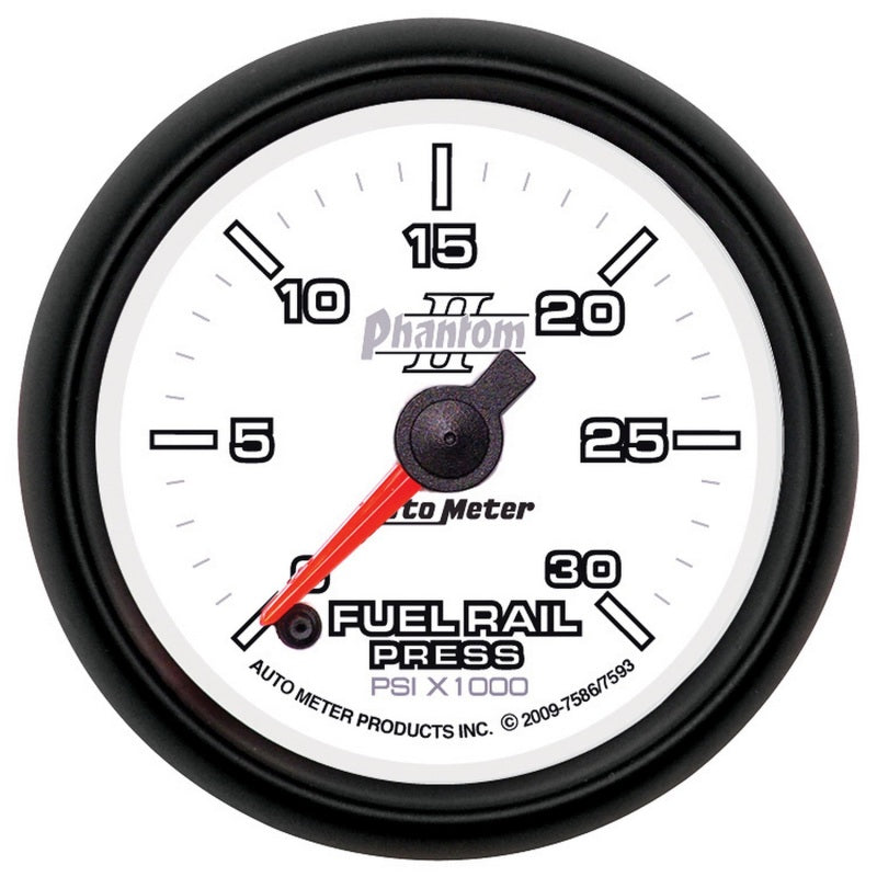 Autometer Phantom 52mm Full Sweep Electronic 0-30,000 PSI Diesel Fuel Rail Pressure Gauge