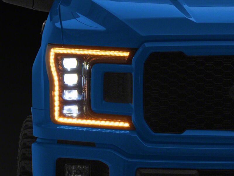 Raxiom 18-20 Ford F-150 CXR Series LED Headlights with Amber DRL- Black Housing- Clear Lens