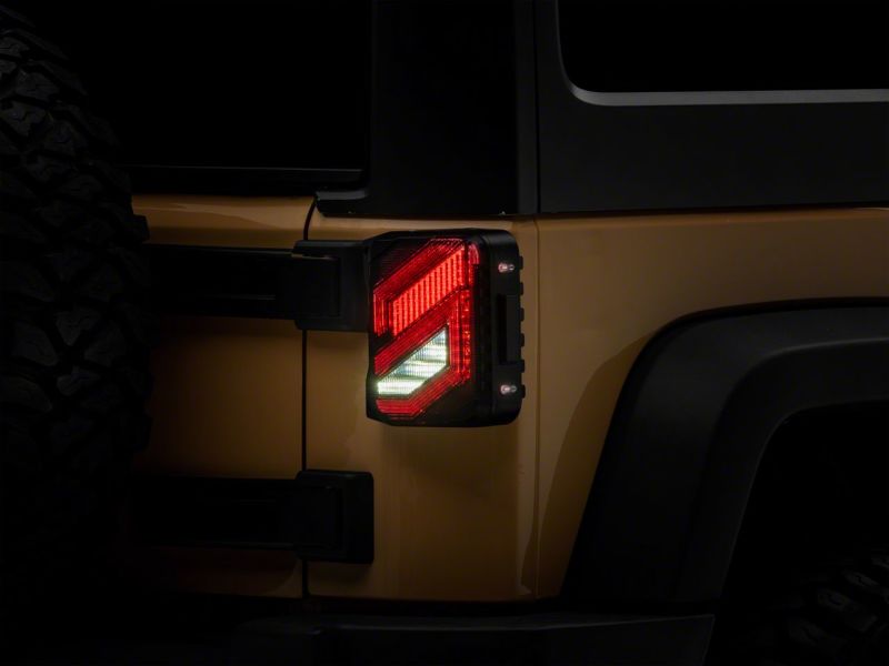 Raxiom 07-18 Jeep Wrangler JK Axial Series Trident LED Tail Lights- Black Housing (Smoked Lens)