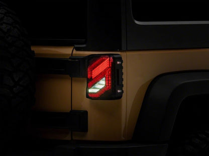 Raxiom 07-18 Jeep Wrangler JK Axial Series Trident LED Tail Lights- Black Housing (Smoked Lens)