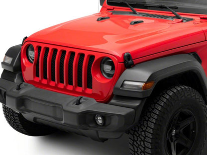 Raxiom 18-23 Jeep Wrangler JL Axial Series 9-In LED Headlights- Black Housing (Clear Lens)