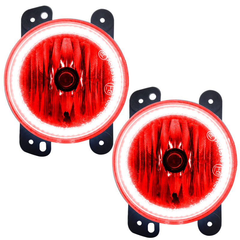 Oracle Lighting 10-15 Jeep Wrangler JK Pre-Assembled LED Halo Fog Lights -Red SEE WARRANTY