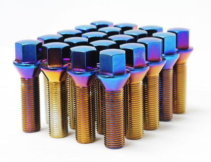 Wheel Mate Mevius Lug Bolt Set of 20 - Blue Neon 12x1.50 40mm Cone 60 DEG TAP