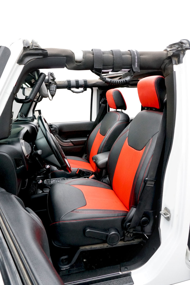 PRP 13-18 Jeep Wrangler JK Front Seat Covers/2 door or 4 door (Pair) - Black/Red