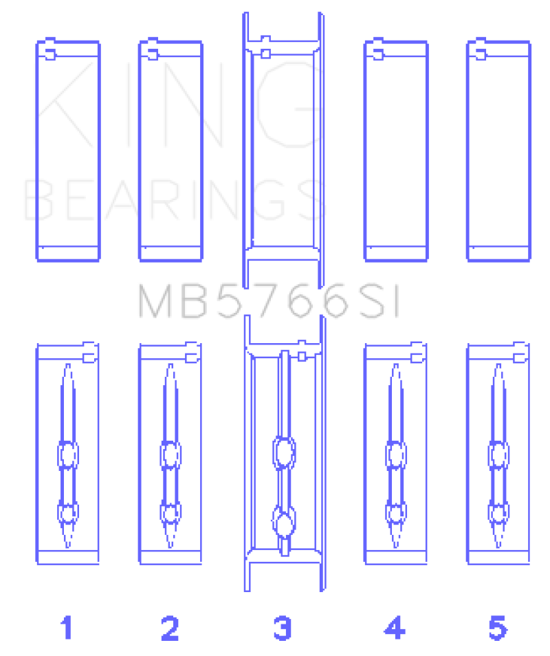 King Engine Bearings GM LS1/2/4/6 (Housing Bore +.010) (Size .010 Oversized) Main Bearing Set