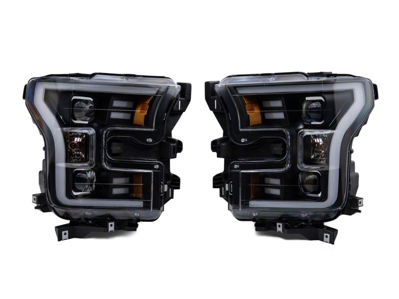 Raxiom 15-17 Ford F-150 G3 Projector Headlights w/ LED Accent- Black Housing (Clear Lens)