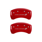 MGP 4 Caliper Covers Engraved Front & Rear With stripes/Challenger Red finish silver ch