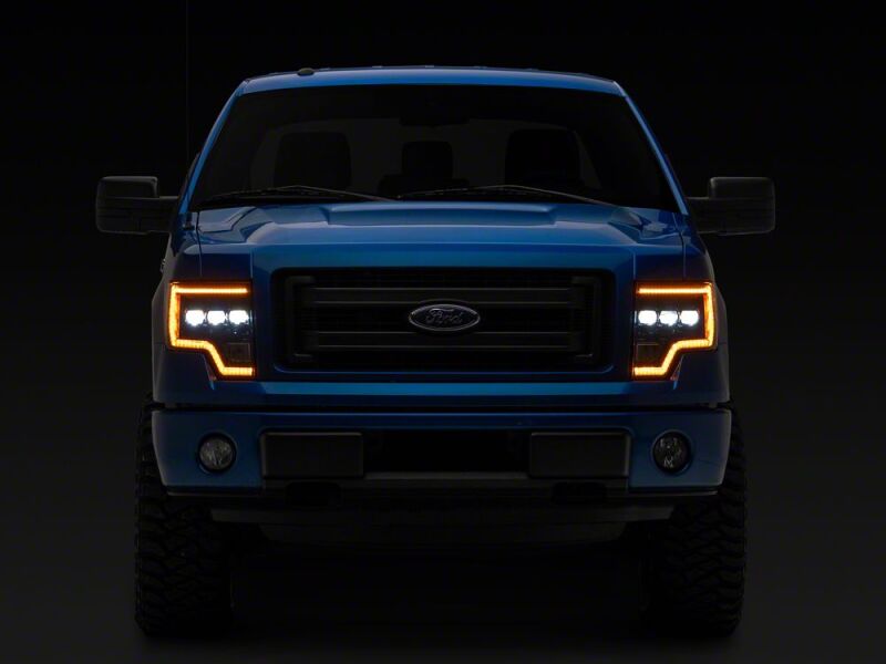 Raxiom 09-14 Ford F-150 CXR Series LED Headlights with Amber DRL- Black Housing- Clear Lens