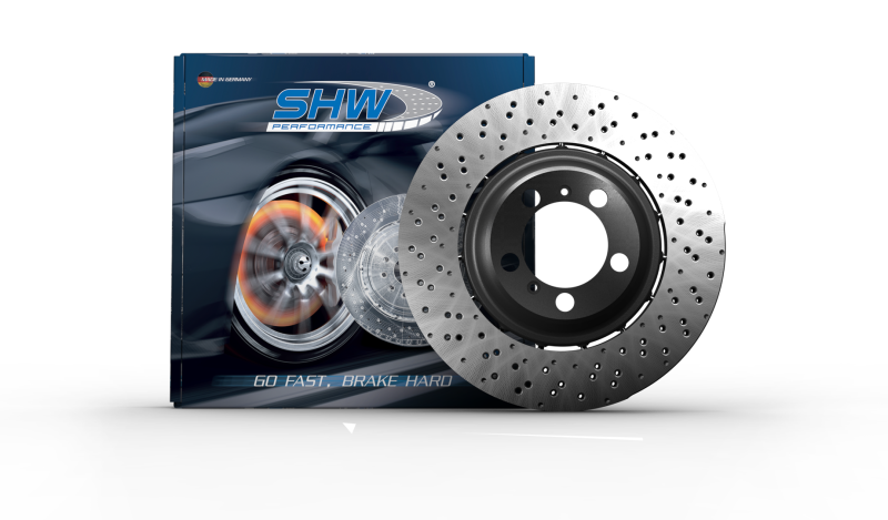 SHW 12-13 Audi TT Quattro RS 2.5L Front Drilled-Dimpled Lightweight Brake Rotor (8J0615301K)