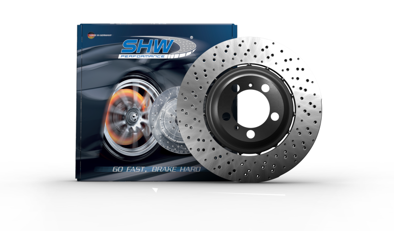 SHW 2003 Audi RS6 4.2L Right Front Cross-Drilled Lightweight Brake Rotor (4B3615302A)