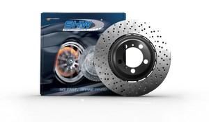 SHW 2003 Audi RS6 4.2L Right Front Cross-Drilled Lightweight Brake Rotor (4B3615302A)