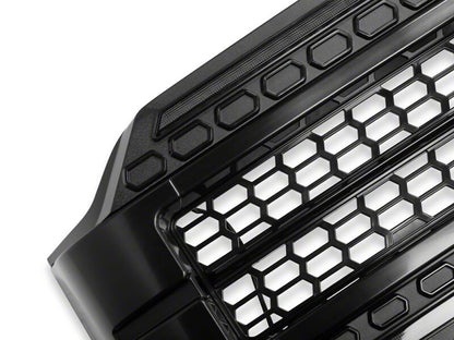 Raxiom 21-23 Ford F-150/ Exc.Raptor CXR Series LED Upper Replacement Grille with White DRL- Black