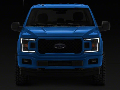 Raxiom 18-20 Ford F-150 LED Halo Surround Headlights with White DRL- Black Housing- Clear Lens