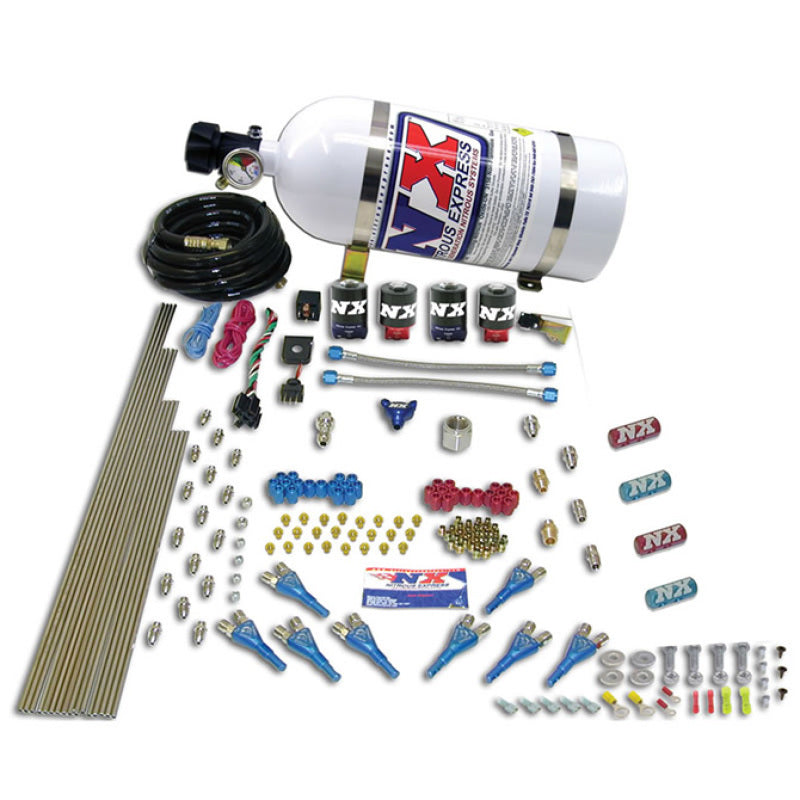 Nitrous Express Street Shark Gas 4 Solenoids Nitrous Kit (100-150-250HP) w/15lb Bottle