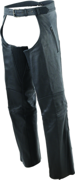 River Road Longhaul Leather Chaps Black - Large