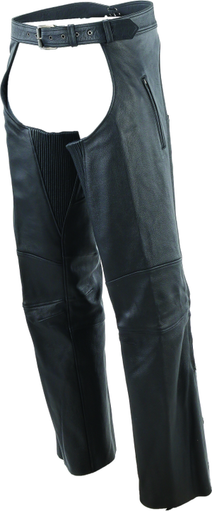 River Road Longhaul Leather Chaps Black - Large