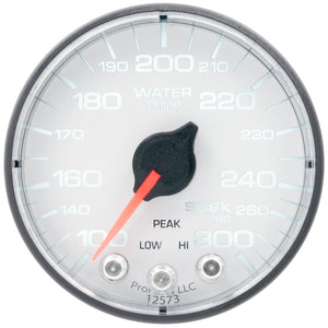 Autometer Spek-Pro Gauge Water Temp 2 1/16in 300f Stepper Motor W/Peak & Warn Wht/Blk