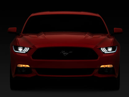 Raxiom 15-17 Ford Mustang GT350 GT500 LED Projector Headlights- Black Housing (Clear Lens)