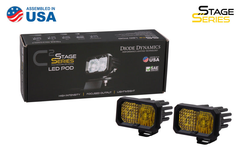 Diode Dynamics Stage Series 2 In LED Pod Pro - Yellow Combo Standard ABL (Pair)