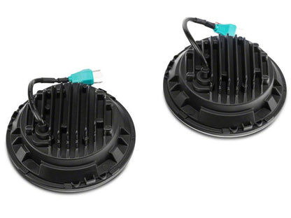 Raxiom 97-18 Jeep Wrangler TJ & JK 6-LED Headlights w/ Partial Halo- Black Housing (Clear Lens)