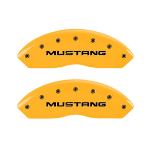 MGP 4 Caliper Covers Engraved Front Mustang Rear Pony Yellow Finish Black Char 2004 Ford Mustang