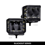 Go Rhino Xplor Blackout Series Cube LED Sideline Spot Light Kit (Surface Mount) 4x3 - Blk (Pair)