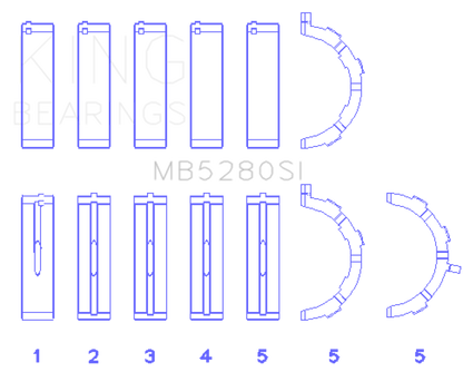 King Engine Bearings Ford 281CI/330CI 4.6L/5.4L V8 (Size +0.25) Main Bearing Set