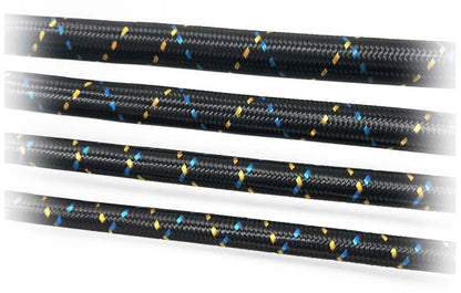 GReddy AN04 REUSABLE HOSE NYLON BRAIDED BLACK/GOLD/BLUE (PRICE PER FOOT)