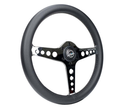 NRG Light Weight Gaming Steering Wheel - Driftz 350mm 3 Chrome Spokes Perforated Leather