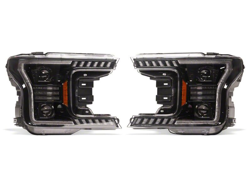Raxiom 18-20 Ford F-150 LED Halo Surround Headlights with Amber DRL- Black Housing- Clear Lens
