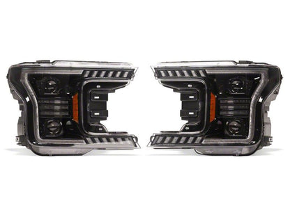Raxiom 18-20 Ford F-150 LED Halo Surround Headlights with Amber DRL- Black Housing- Clear Lens