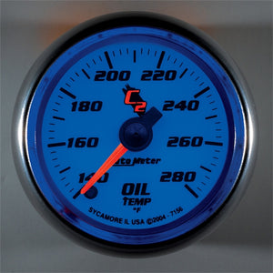 Autometer C2 52mm 140 - 280 Deg. F Electronic Oil Temp Gauge