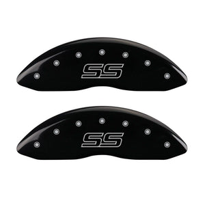 MGP 4 Caliper Covers Engraved Front & Rear Trailblazer style/SS Black finish silver ch