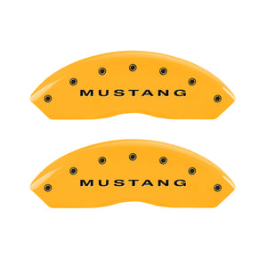 MGP 4 Caliper Covers Engraved Front Mustang Rear S197/GT Yellow Finish Black Char 2003 Ford Mustang