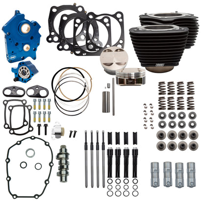 S&S Cycle 2017+ M8 124in CI Oil Cooled Power Pack w Black Pushrod Tubes w/o Highlight - Incl. VVT
