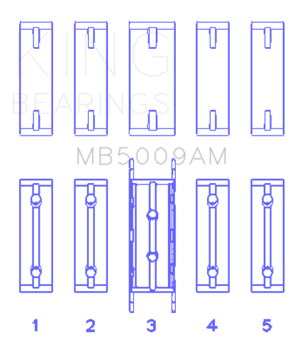 King Engine Bearings Ford Fiesta 1.25I (ZETec/Ecoboost 1.6) (Size +0.50mm) Main Bearing Set
