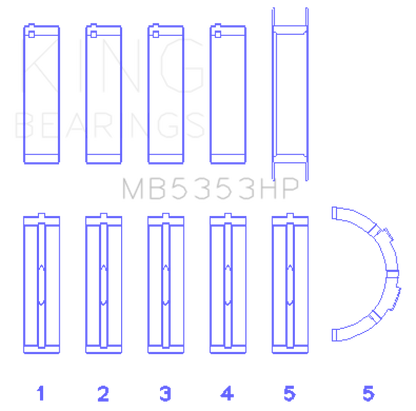 King Engine Bearings Ford 281 4.6L SOHC 16V Performance Main Bearing Set - Oversize 0.5