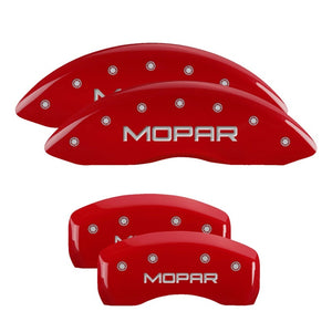 MGP 4 Caliper Covers Engraved Front & Rear MOPAR Red finish silver ch